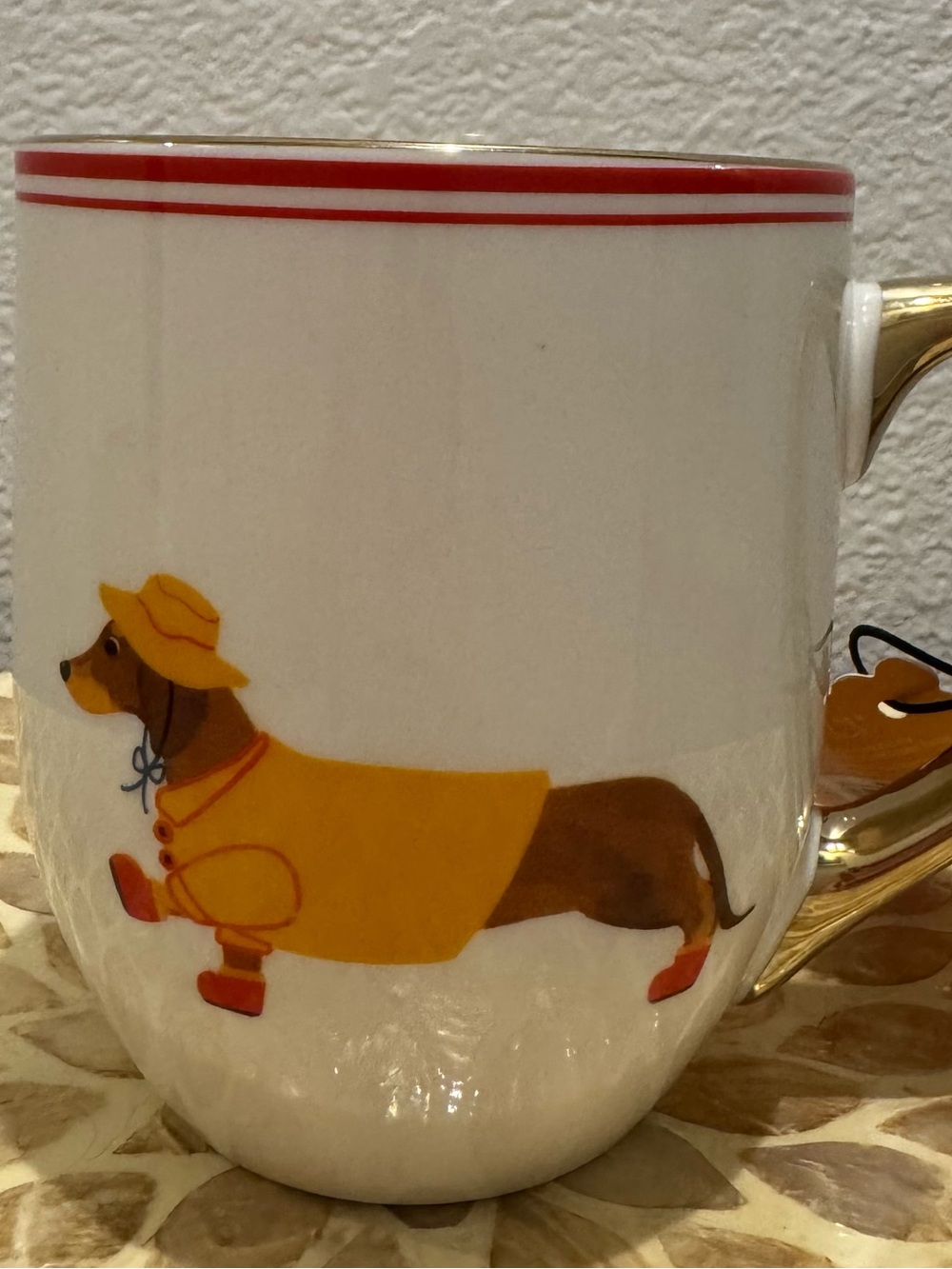 Dachshund Ceramic Mug in Yellow and Brown